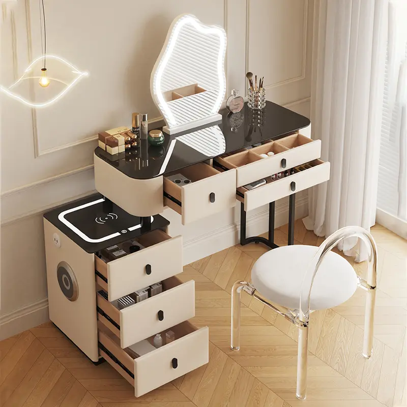Luxury Modern Nordic Vanity Table Drawers Organizer Women Girls Makeup Dressers Space Saving Penteadeira Small Room Furniture