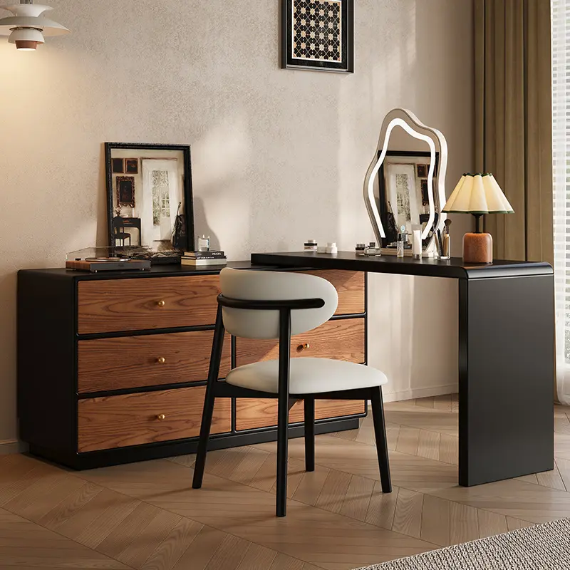 Wooden Organizer Drawers Vanity Table Storage Modern Large Unique Makeup Vanity Desk Mirror Chair Penteadeira Furniture Home