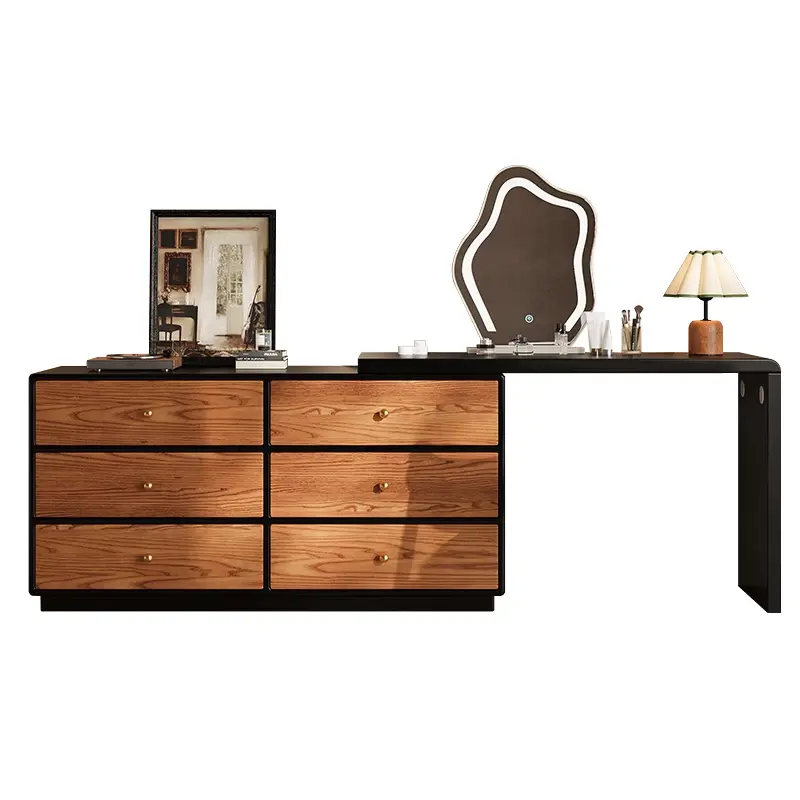 Wooden Organizer Drawers Vanity Table Storage Modern Large Unique Makeup Vanity Desk Mirror Chair Penteadeira Furniture Home