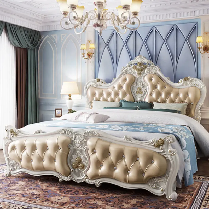 Design Luxury Modern Double Bed Mattress Soft Princess Adults Queen Double Bed Loft Storage Letto Matrimoniale Bedroom Furniture