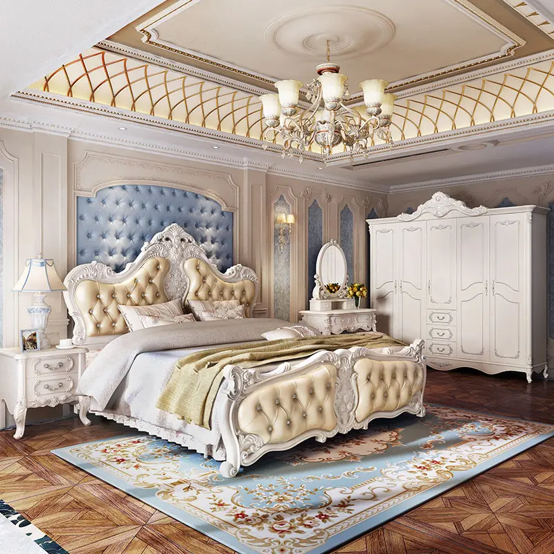 Design Luxury Modern Double Bed Mattress Soft Princess Adults Queen Double Bed Loft Storage Letto Matrimoniale Bedroom Furniture