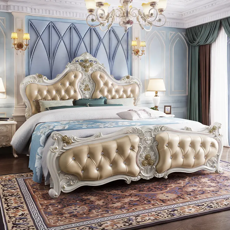 Design Luxury Modern Double Bed Mattress Soft Princess Adults Queen Double Bed Loft Storage Letto Matrimoniale Bedroom Furniture