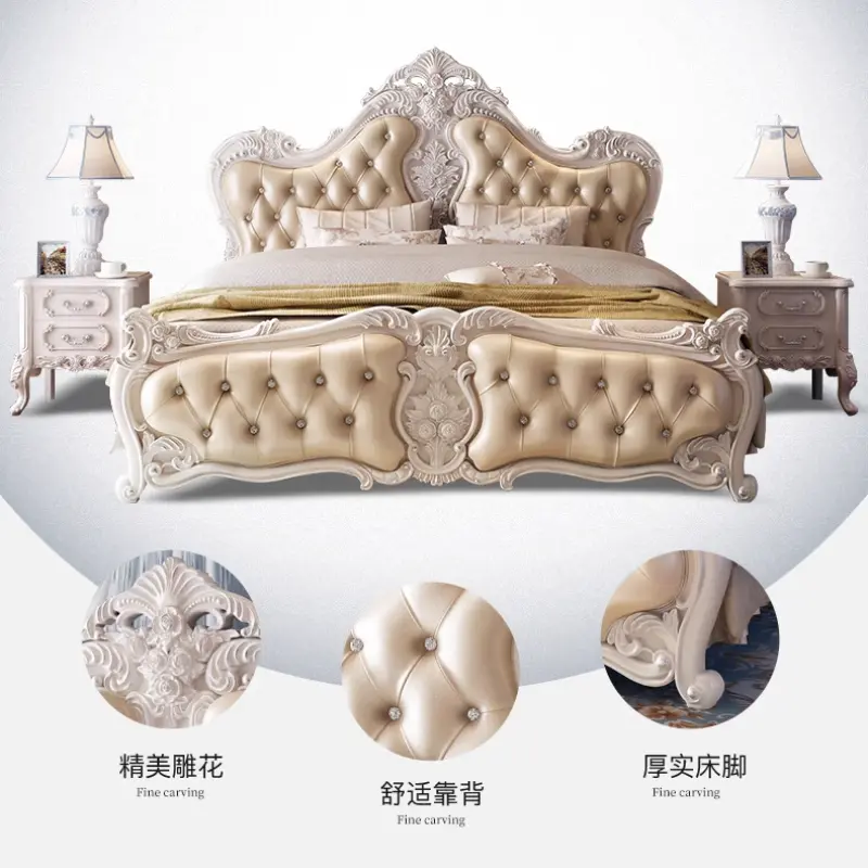 Design Luxury Modern Double Bed Mattress Soft Princess Adults Queen Double Bed Loft Storage Letto Matrimoniale Bedroom Furniture