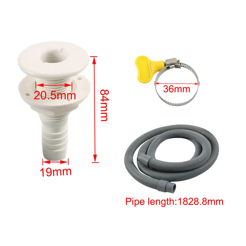 Bilge Pump Hose Installation Kit with 2 Clamps Thru-Hull Fitting Complete Bilge Pumps Installation Kit Accessories for Boats