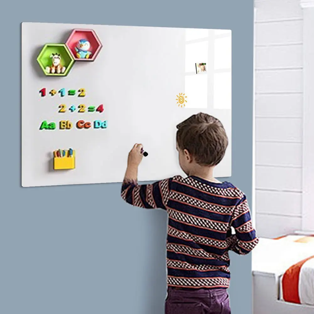 Magnetic White Board Sticker Whiteboard Stick on Wall Magnetic Dry Erase Whiteboard for Teaching Training Office and Home Use