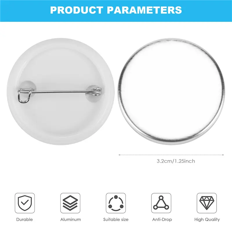 HGHO Blank Button Badge Parts For Button Machine 58Mm Button Parts, Circular Badge Blank Button Pins