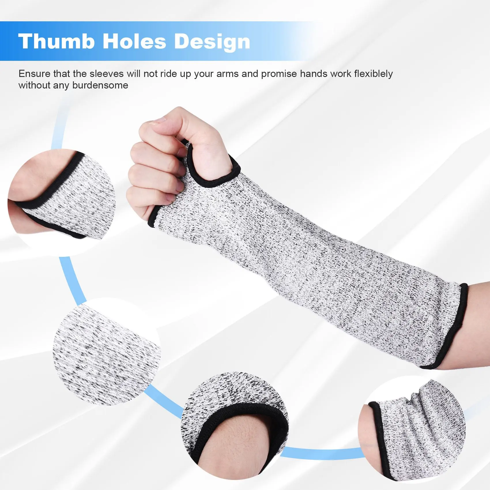 HGHO 2 Pairs Cut Resistant Sleeves Protective Arm Sleeves Safety Arms Protection Sleeves With Thumb Hole,Garden Kitchen