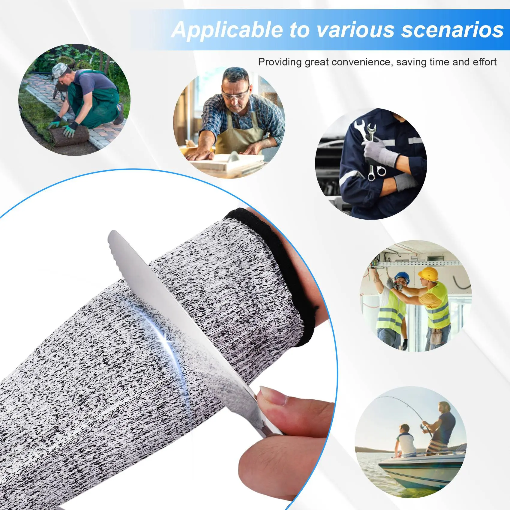 HGHO 2 Pairs Cut Resistant Sleeves Protective Arm Sleeves Safety Arms Protection Sleeves With Thumb Hole,Garden Kitchen