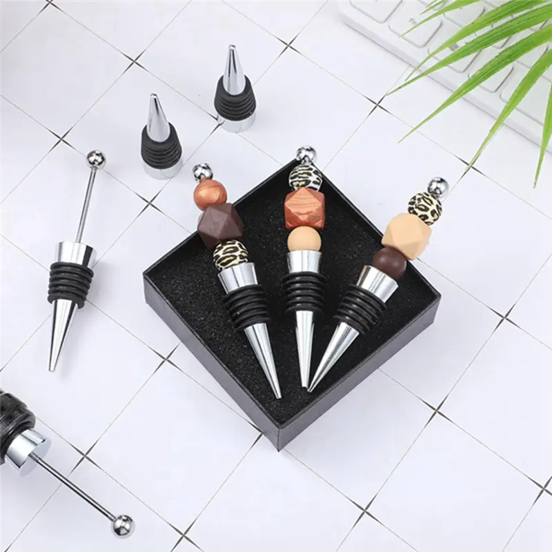 HGHO 30 Pieces Beadable Wine Stoppers For Wine Bottles Decorative Beaded Wine Bottle Stopper Reusable Alloy Wine Saver Durable