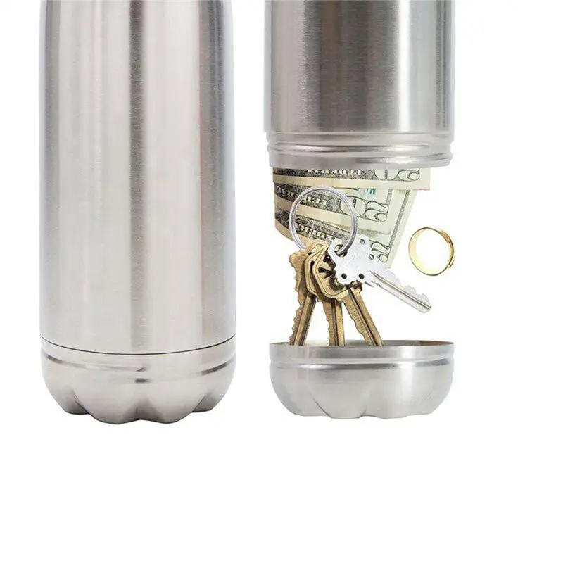 HGHO Portable Stainless Steel Water Cup, Removable Storage At The Bottom For Money And Keys Storage Water Bottle