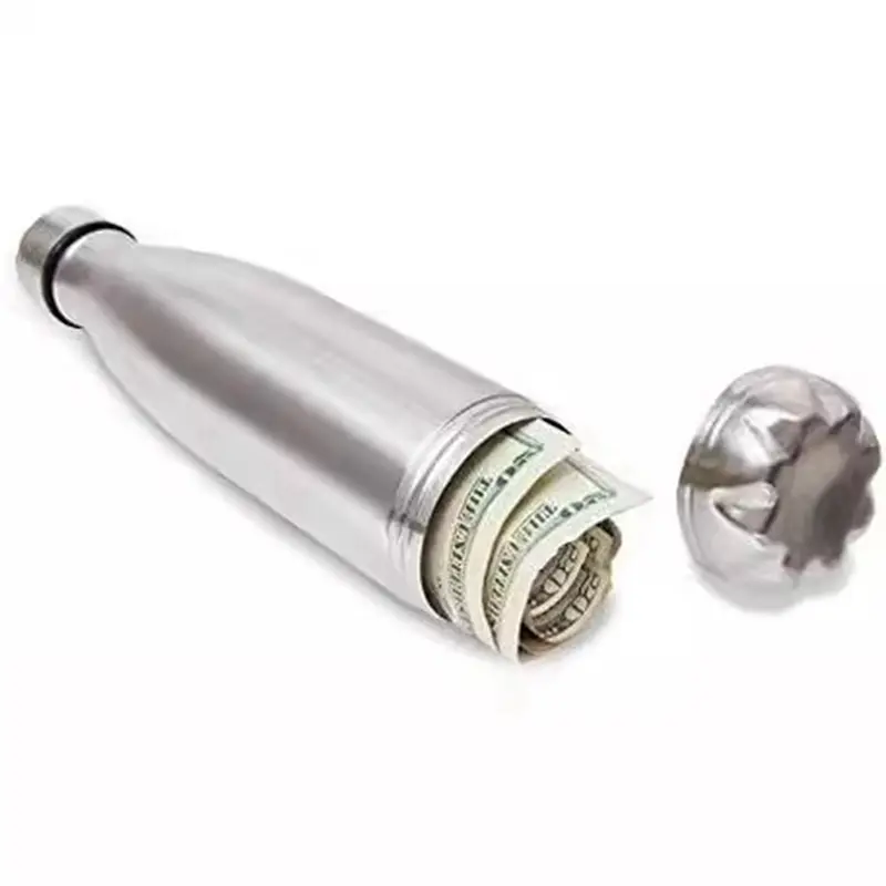 HGHO Portable Stainless Steel Water Cup, Removable Storage At The Bottom For Money And Keys Storage Water Bottle