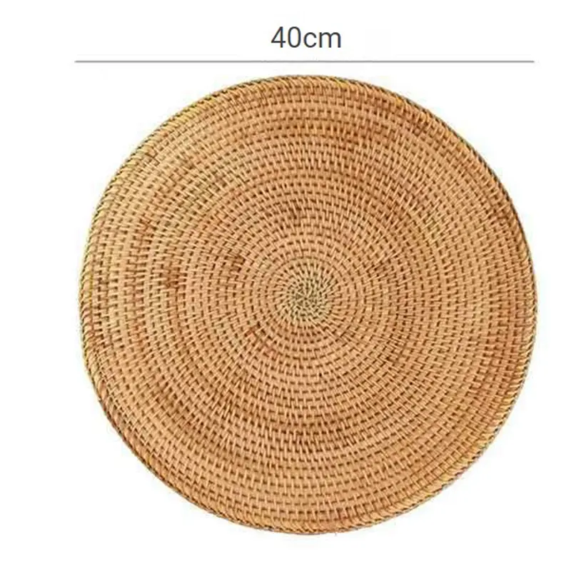 Rattan Woven Placemats Table Mats Non Slip Heat Resistant Place Mat Wicker Placemat Trivets for Hot Dishes Round 40cm