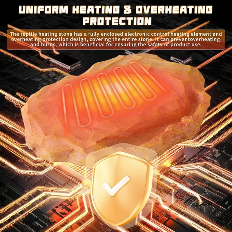 HGHO Reptile Heat Rock With Feeding Trough Heat Rock For Bearded Dragon Temperature Adjustment Heat Rocks EU Plug