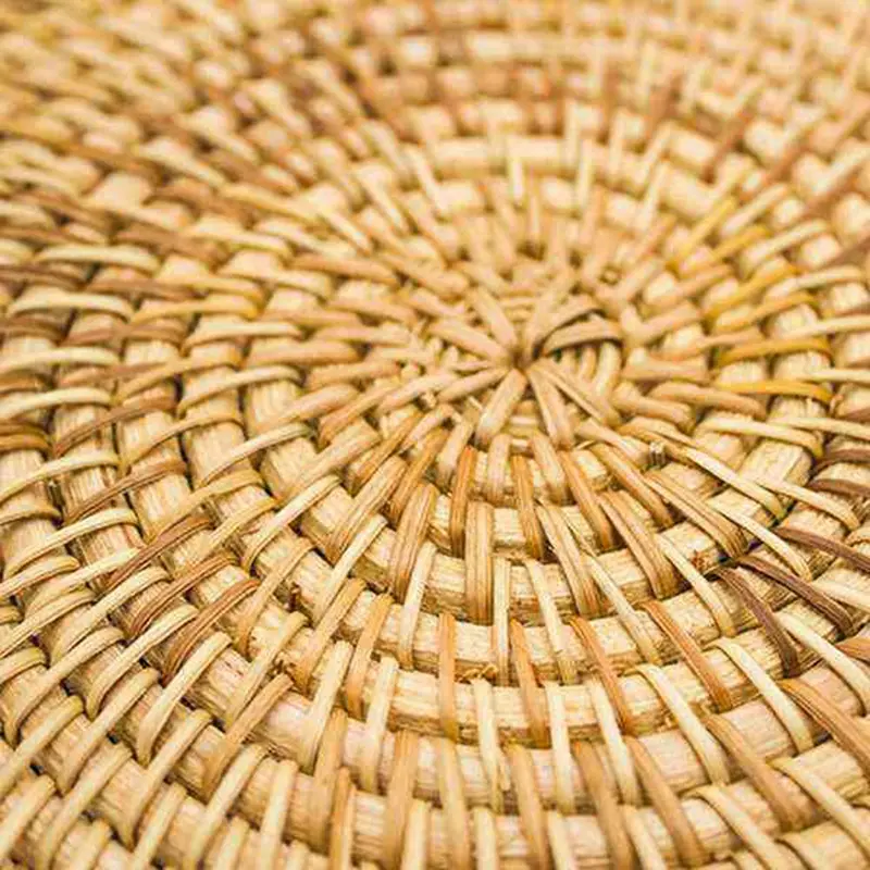 Rattan Woven Placemats Table Mats Non Slip Heat Resistant Place Mat Wicker Placemat Trivets for Hot Dishes Round 40cm