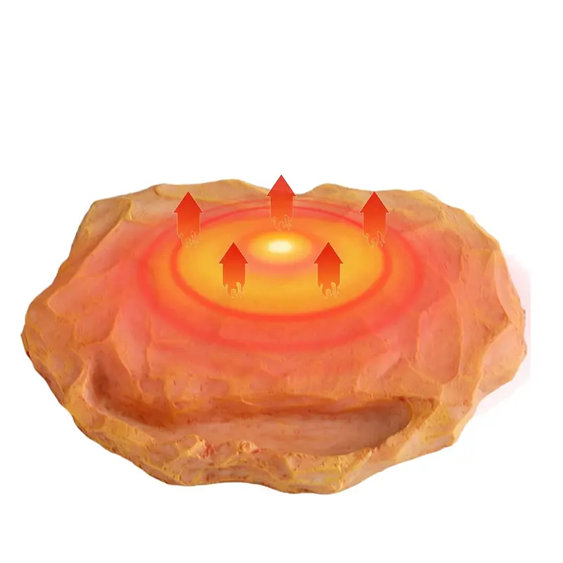 HGHO Reptile Heat Rock With Feeding Trough Heat Rock For Bearded Dragon Temperature Adjustment Heat Rocks EU Plug