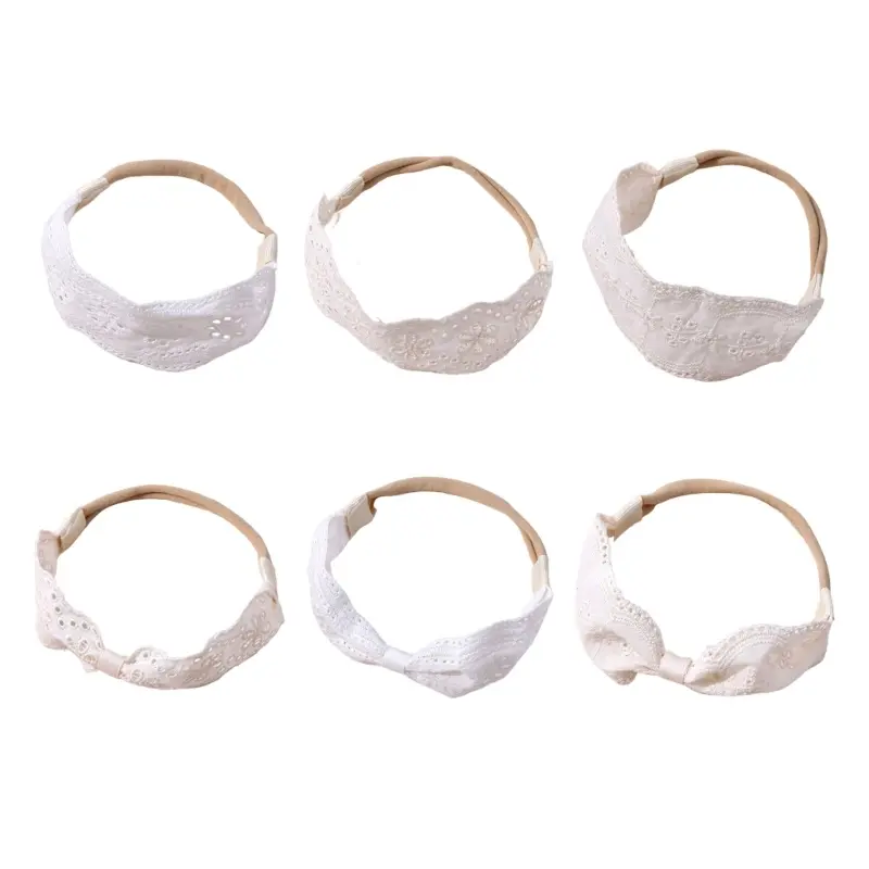 Fashion Daily White Lace Bow Baby Headband Soft Handmade Elastic Hair Band for Children's Headwraps Kids Hair Accessories Gifts
