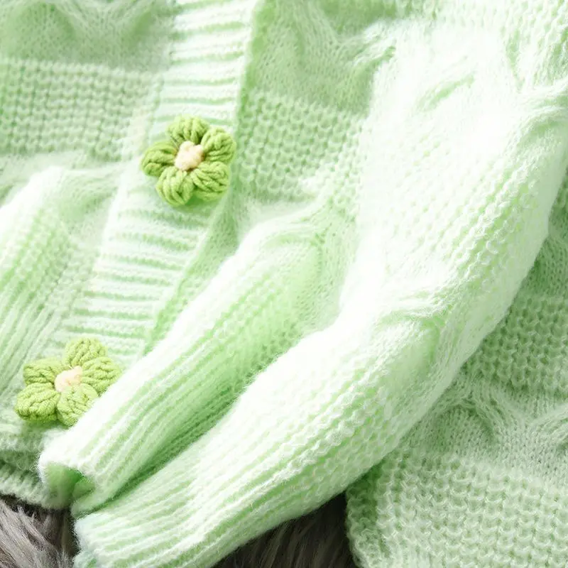 V-neck Short Cardigan Sweater Jacket Women Fashion Soft Knitted Coat Female 2025Spring Autumn New Loose Long Sleeved Ladies Tops