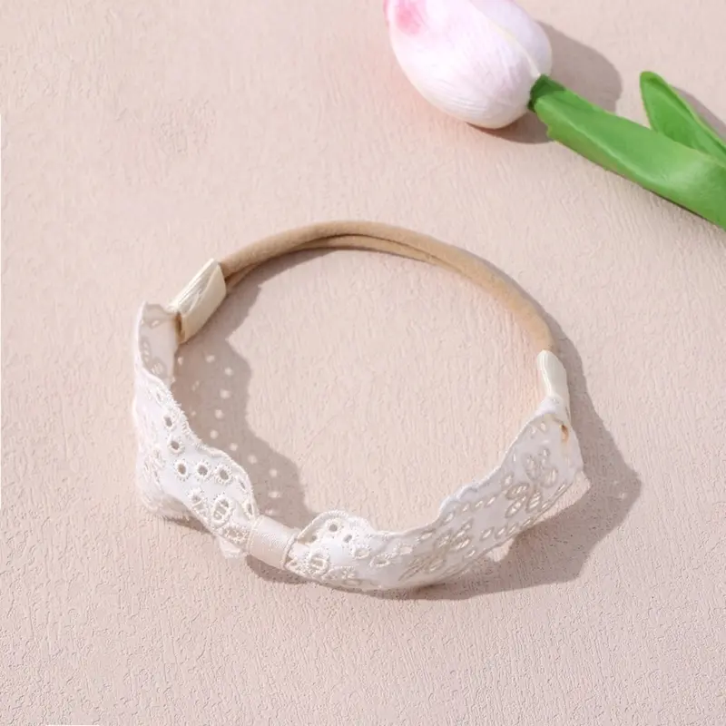 Fashion Daily White Lace Bow Baby Headband Soft Handmade Elastic Hair Band for Children's Headwraps Kids Hair Accessories Gifts