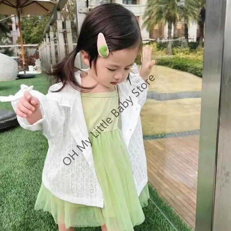 M76C Stylish Girls’ Lightweight Sun Safety Trendy Long Sleeve Hooded Outerwear for Little Baby in Warm Weather