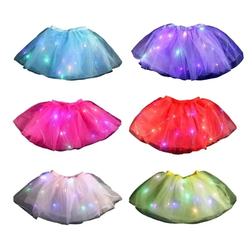 M76C Light Up Tulle Skirt Ballet Performance Skirt Girls Dance Dresses Birthday Gift