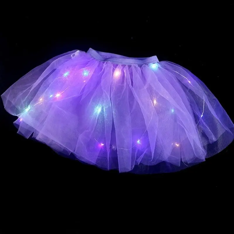 M76C Light Up Tulle Skirt Ballet Performance Skirt Girls Dance Dresses Birthday Gift