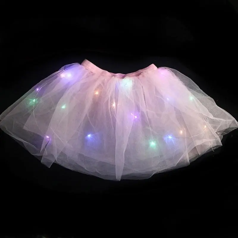 M76C Light Up Tulle Skirt Ballet Performance Skirt Girls Dance Dresses Birthday Gift