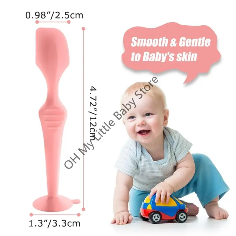 M76C Silicone Diaper Cream Spatula Portable Scraper Handheld Scraping Spoon with Suction Base for Gentle Baby Skin Care