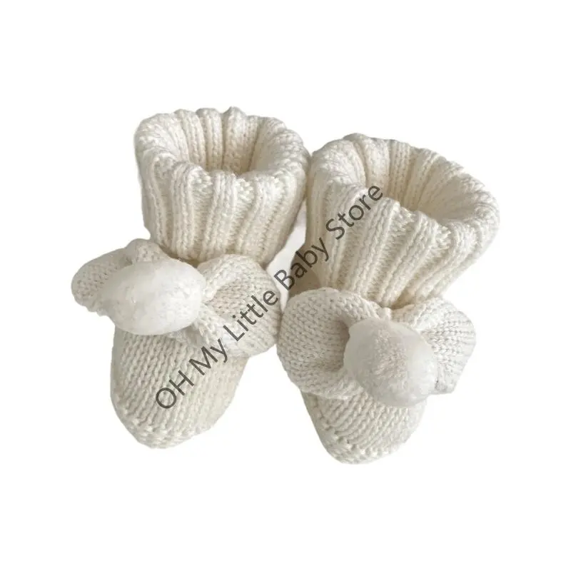 M76C Baby Booties Newborn First Walkers Soft Knit Booties Warm Knitted Crib Shoes