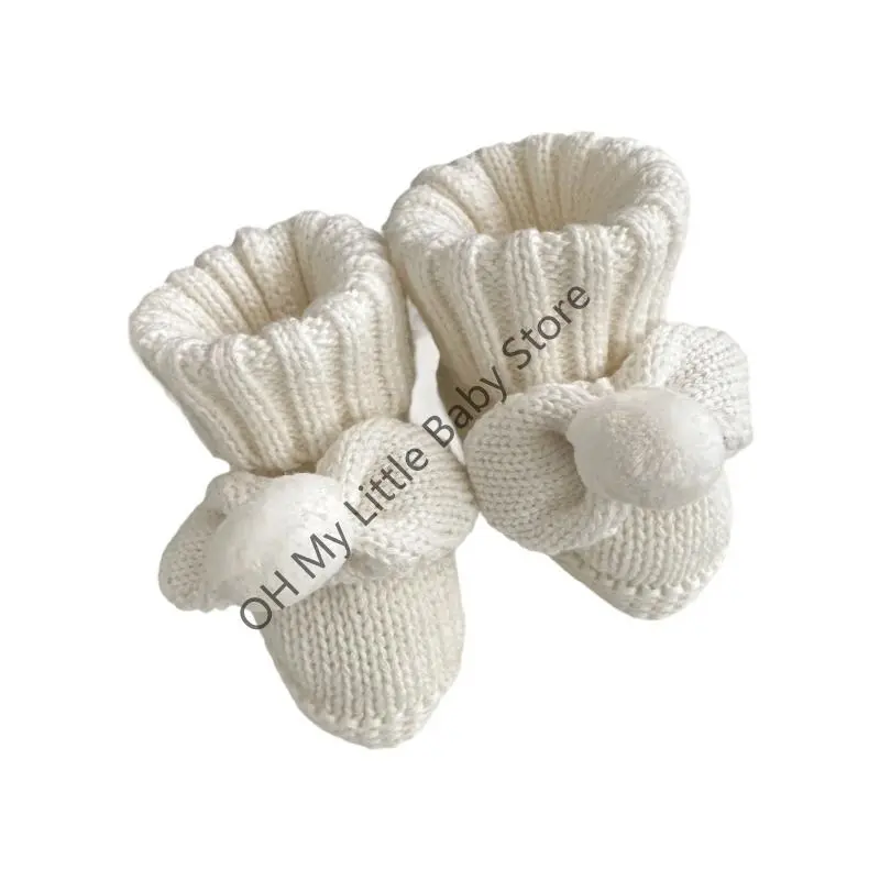 M76C Baby Booties Newborn First Walkers Soft Knit Booties Warm Knitted Crib Shoes