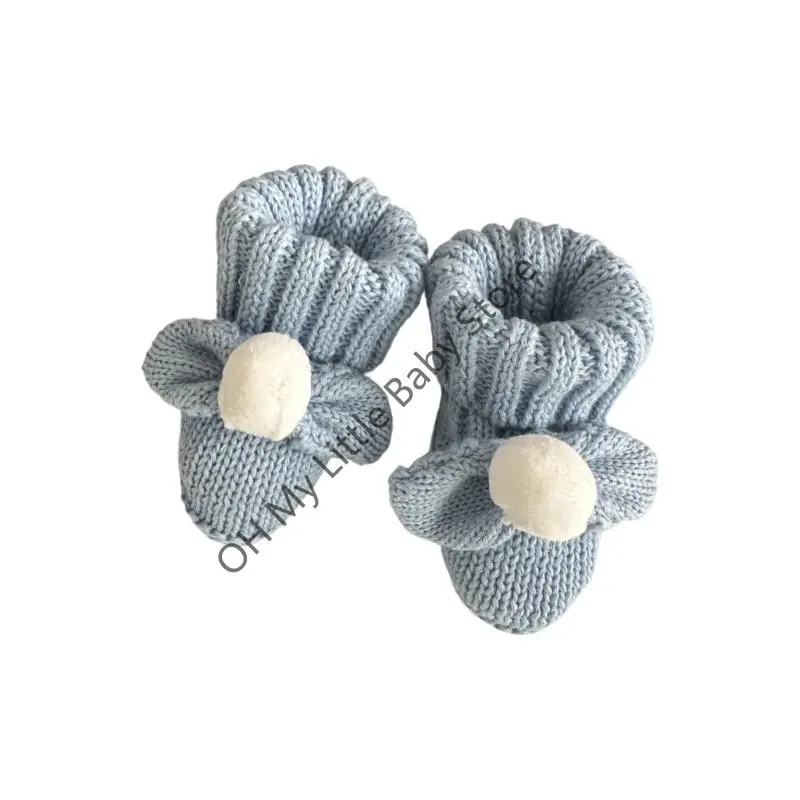 M76C Baby Booties Newborn First Walkers Soft Knit Booties Warm Knitted Crib Shoes
