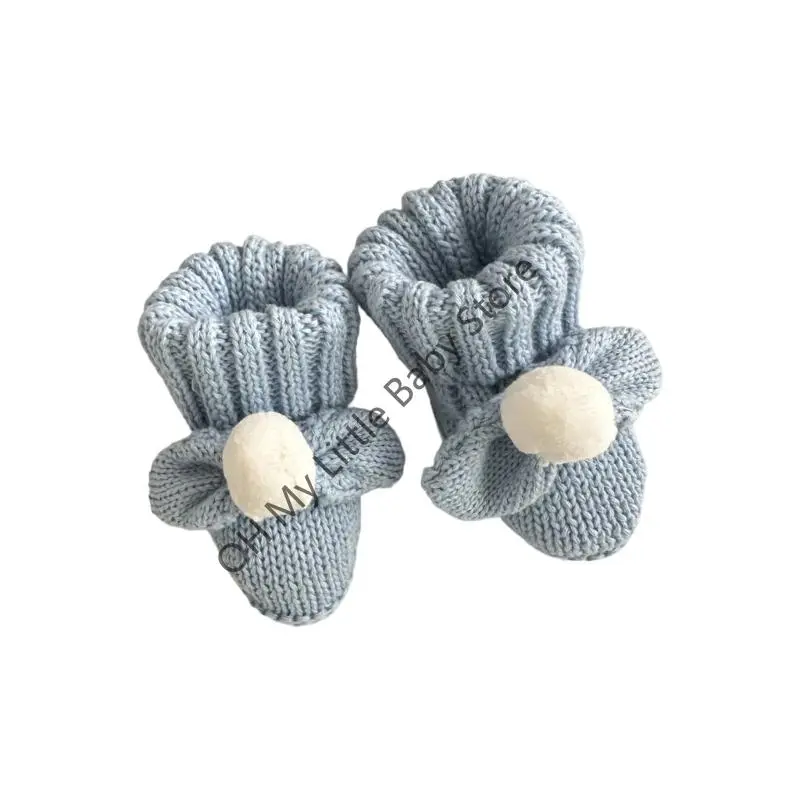 M76C Baby Booties Newborn First Walkers Soft Knit Booties Warm Knitted Crib Shoes