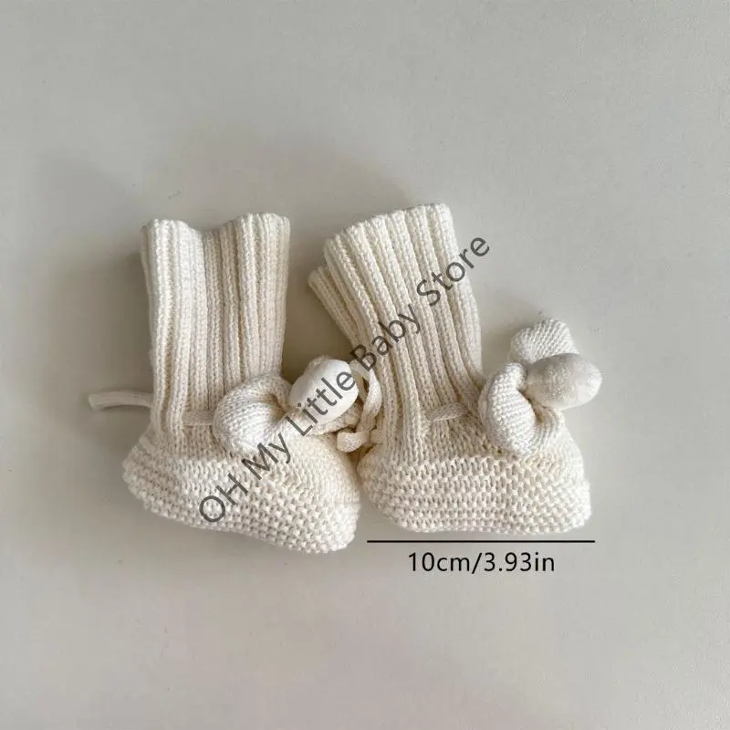 M76C Baby Booties Newborn First Walkers Soft Knit Booties Warm Knitted Crib Shoes