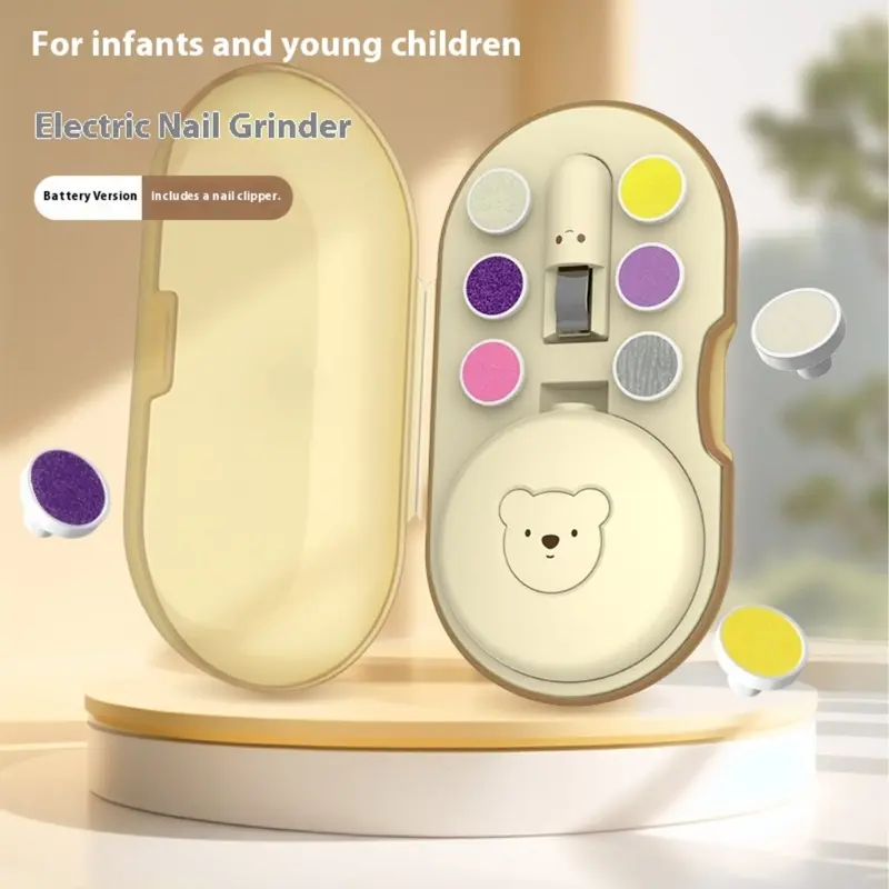 Cartoon Bear Electric Baby Nails Trimmer Electric Nails File Baby Nails Scissors, Safe Nails Filer Grinder Kit for Baby Infant