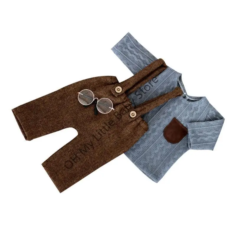 M76C Baby Top with Eyeglasses & Braces Shorts Newborn Photography Apparel