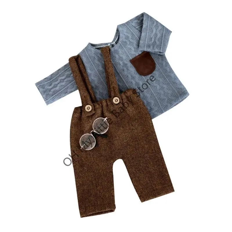 M76C Baby Top with Eyeglasses & Braces Shorts Newborn Photography Apparel