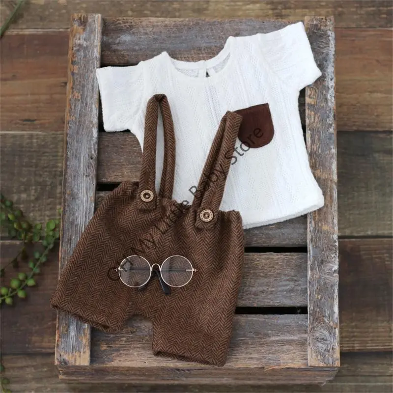 M76C Baby Top with Eyeglasses & Braces Shorts Newborn Photography Apparel