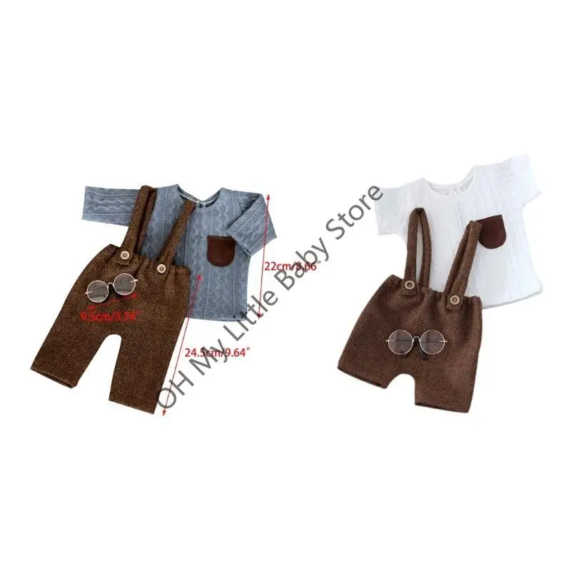 M76C Baby Top with Eyeglasses & Braces Shorts Newborn Photography Apparel