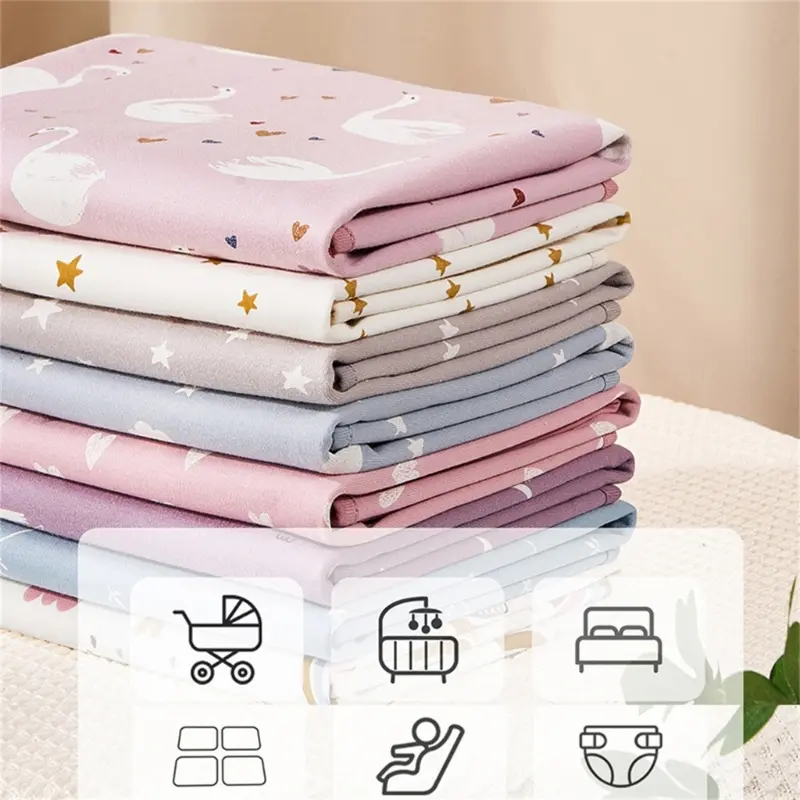 Baby Diaper Changing Pad Waterproof Cartoon pattern Travel Change Mat Liner for Infant Cotton Diapering Sheet Protector Reusable