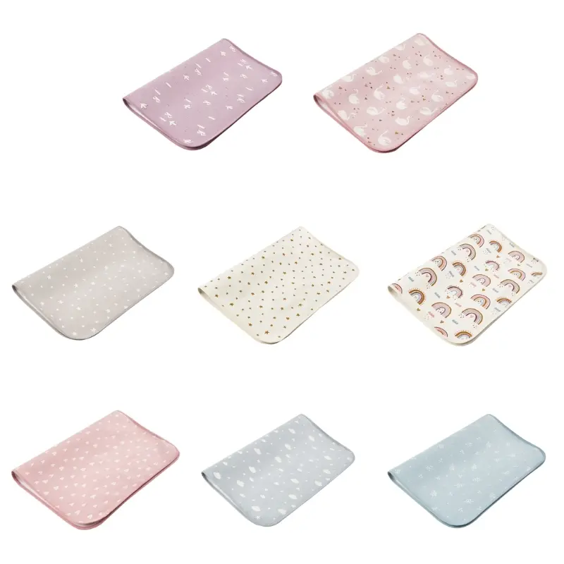 Baby Diaper Changing Pad Waterproof Cartoon pattern Travel Change Mat Liner for Infant Cotton Diapering Sheet Protector Reusable