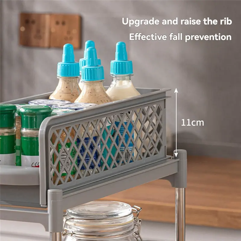 HGHO Space-Saving Design 2-Layer Organizer With Pull-Out Drawers, Sliding Bathroom And Kitchen Cabinet Storage