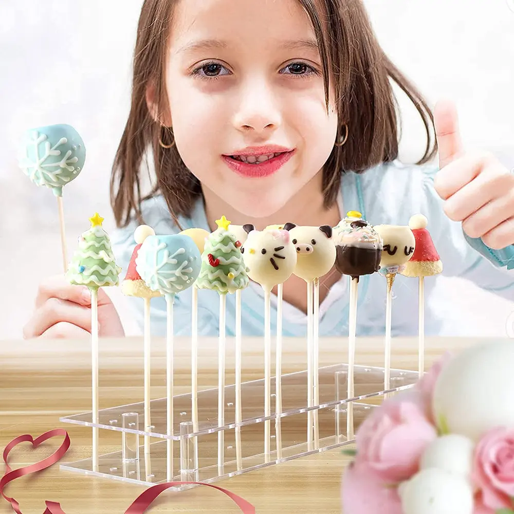 HGHO 2-Pack 21 Hole Acrylic Lollipop Holder For Weddings Baby Showers Birthday Parties Anniversaries Cake Lollipop Stand