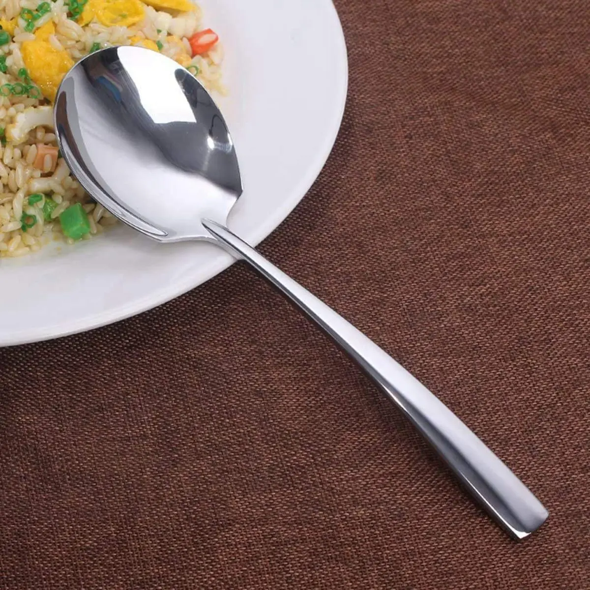 HGHO 6 Pcs Serving Spoon, Spoons Silverware, Cooking Spoon,22.2X6.3Cm & 25X7.2Cm