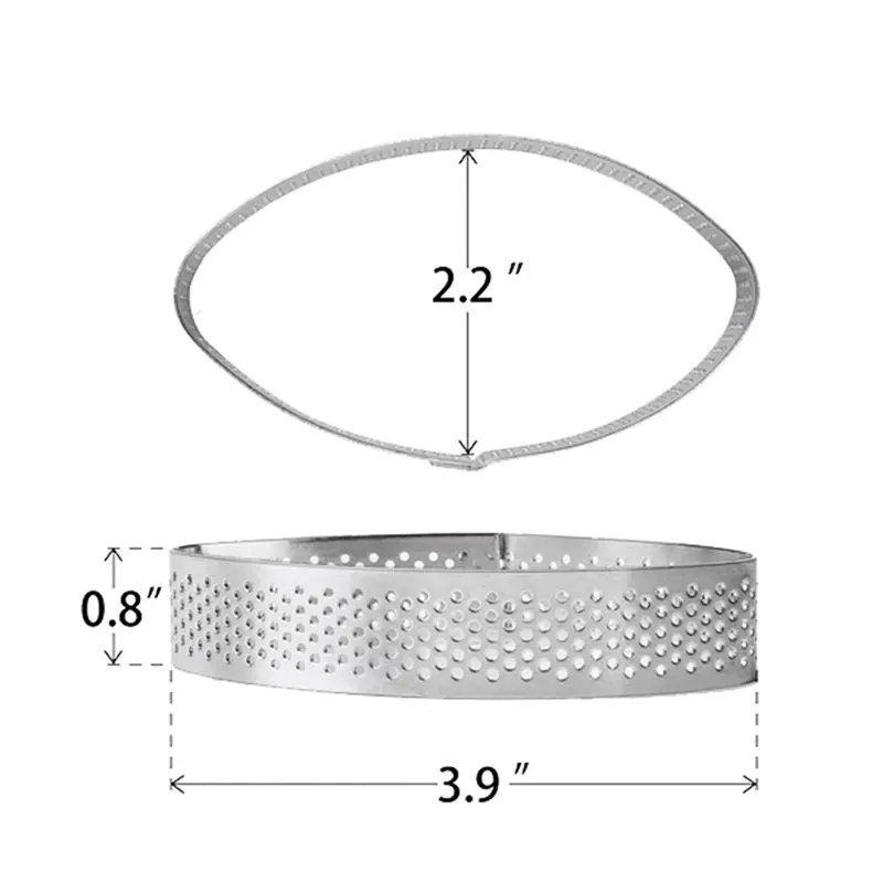 HGHO 8PCS Cake Mold Tool Pastry Cheese Tart Ring Kitchen Utensils Porous Cake Mouss French Tart Ring (Boat)