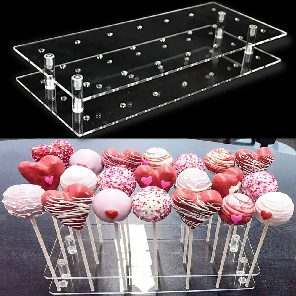 HGHO 2-Pack 21 Hole Acrylic Lollipop Holder For Weddings Baby Showers Birthday Parties Anniversaries Cake Lollipop Stand