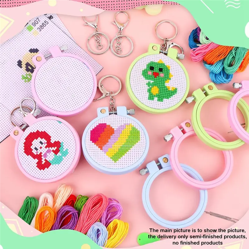 HGHO 6Pcs Needlepoint Beginner Kits DIY Ornaments Craft For Kids Beginners DIY Mini Embroidery Kit