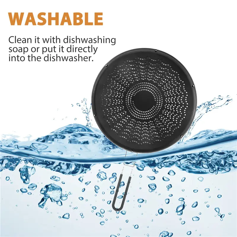 HGHO 13 Inch Silicone Splatter Screen - Pan Cover With Folding Handle,Heat Resistant Oil Splash Guard,Heat Insulation Black