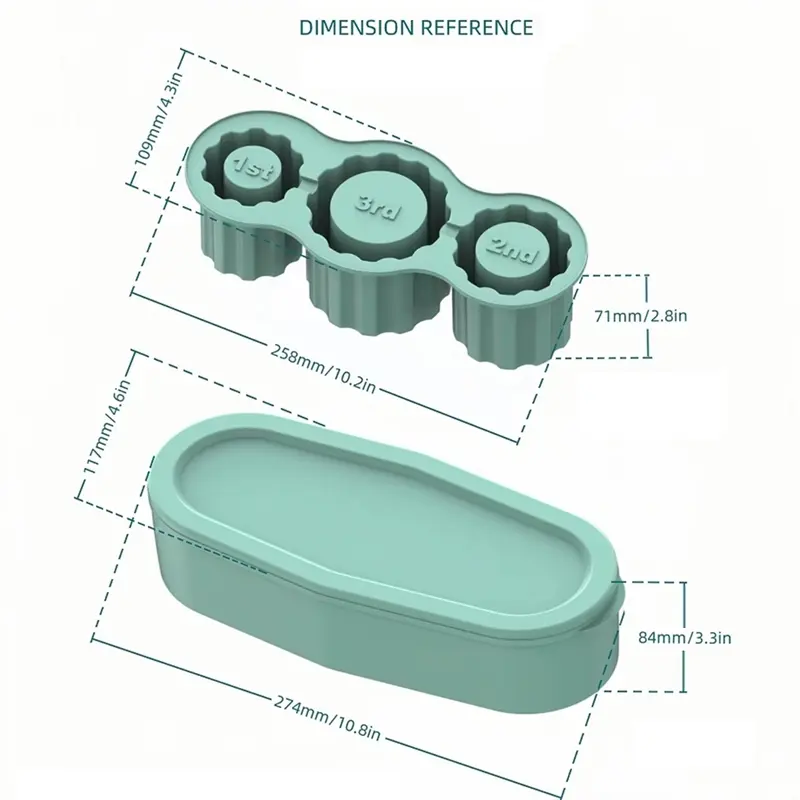 HGHO Ice Mold For Stanley Cups, Silicone Ice Maker With Lid For Making 3 Hollow Cylinder Ice Molds,Reusable Durable Blue & Green