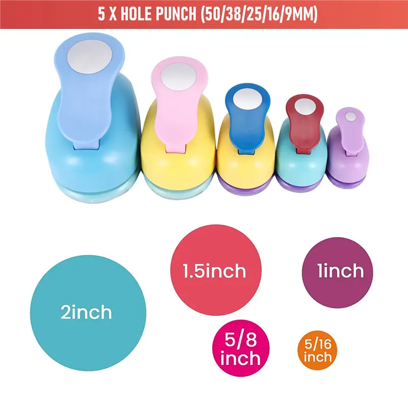 HGHO Circle Paper Punch, 5 PCS Circle Punches For Paper Crafts, 5 Different Size Circle Hole Punch,Random Colors