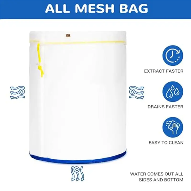 HGHO 5-Pack 5-Gallon All-Mesh Filter Bags 5 Gallon Filter Bag, Fine Nylon Mesh, For 5 Gallon Bucket, Filter Bag With Opening