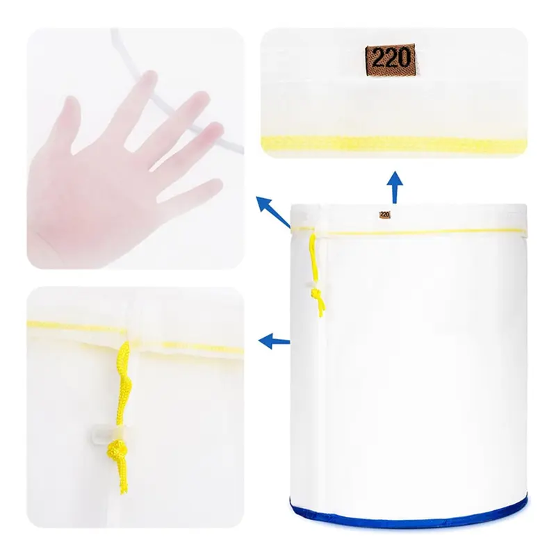 HGHO 5-Pack 5-Gallon All-Mesh Filter Bags 5 Gallon Filter Bag, Fine Nylon Mesh, For 5 Gallon Bucket, Filter Bag With Opening